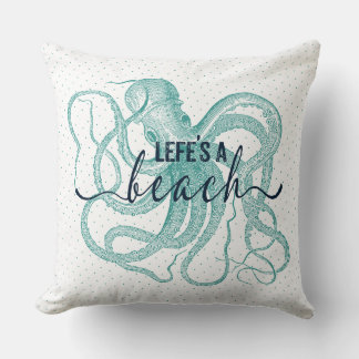 Das Leben ist eine Strandtypografie und bläulich-g Kissen