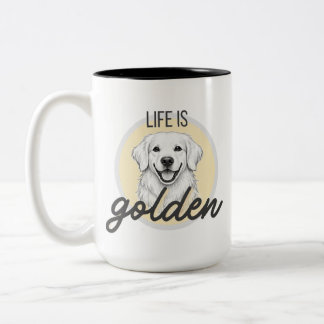 Das Leben ist golden | Süßer Golden Retriever | Hu Zweifarbige Tasse