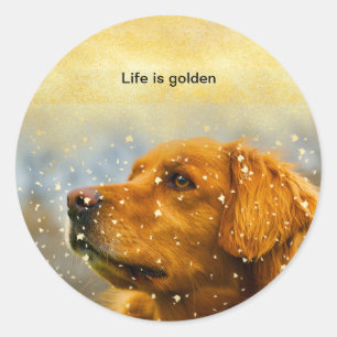Das Leben ist goldener Retriever Aufkleber. Runder Aufkleber