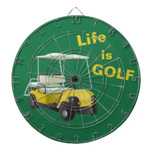 Das Leben ist Golf Cart Green Yellow Dartboard Dartscheibe