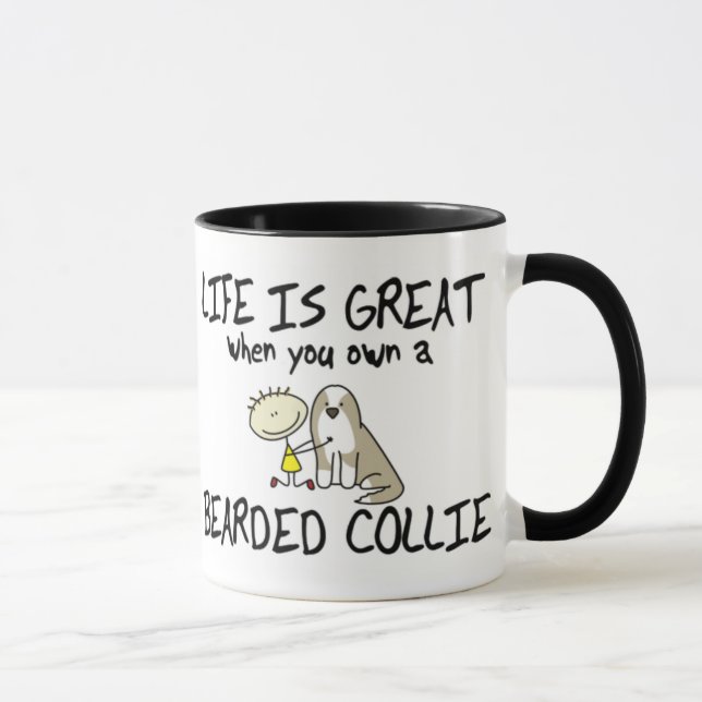 Das Leben ist große bärtige Collie-Tasse (Kitz) Tasse (Rechts)