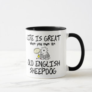 Das Leben ist großer alter englischer Schäferhund Tasse