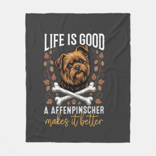 Das Leben ist gut Affenpinscher Hund gekreuzte Kno Fleecedecke