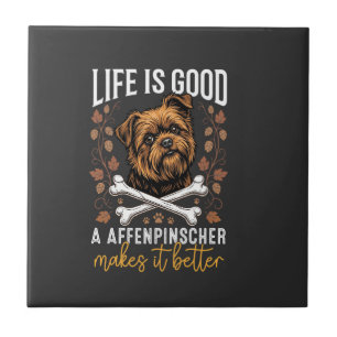 Das Leben ist gut Affenpinscher Hund gekreuzte Kno Fliese
