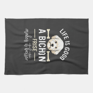 Das Leben ist gut Bichon Frise Hundeknochen Weiße Geschirrtuch