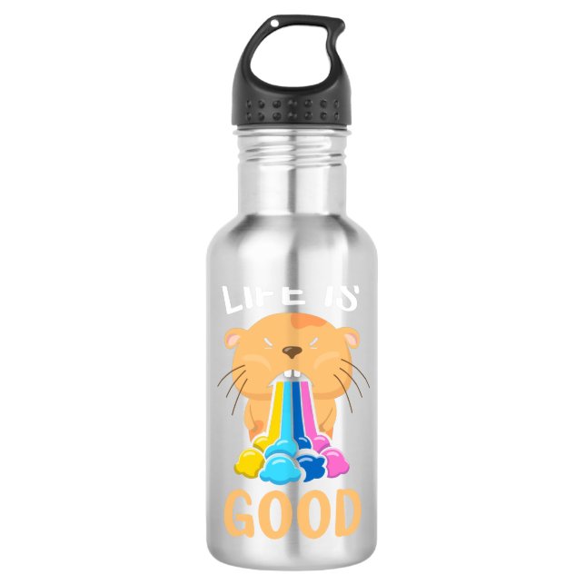 Das Leben ist gut Edelstahlflasche (Vorderseite)