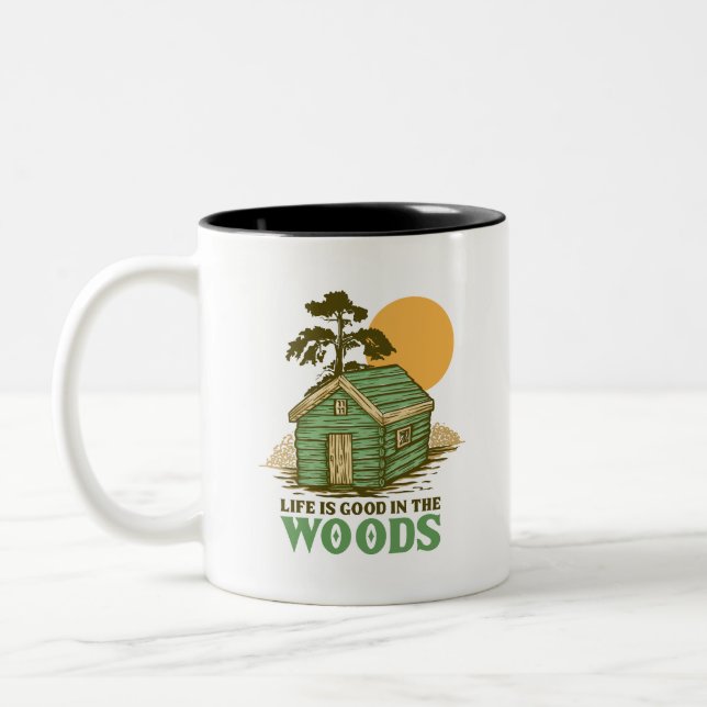Das Leben ist gut im Wald Zweifarbige Tasse (Links)