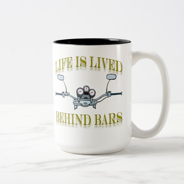 Das Leben ist gute hinter Gittern Zweifarbige Tasse (Rechts)