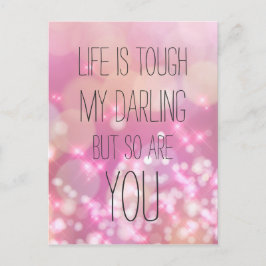 Das Leben ist hart rosa Glam Bokeh Inspiration Zit Postkarte