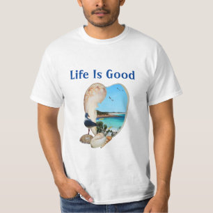 Das Leben ist in der Muschel ein schöner Strand. T-Shirt