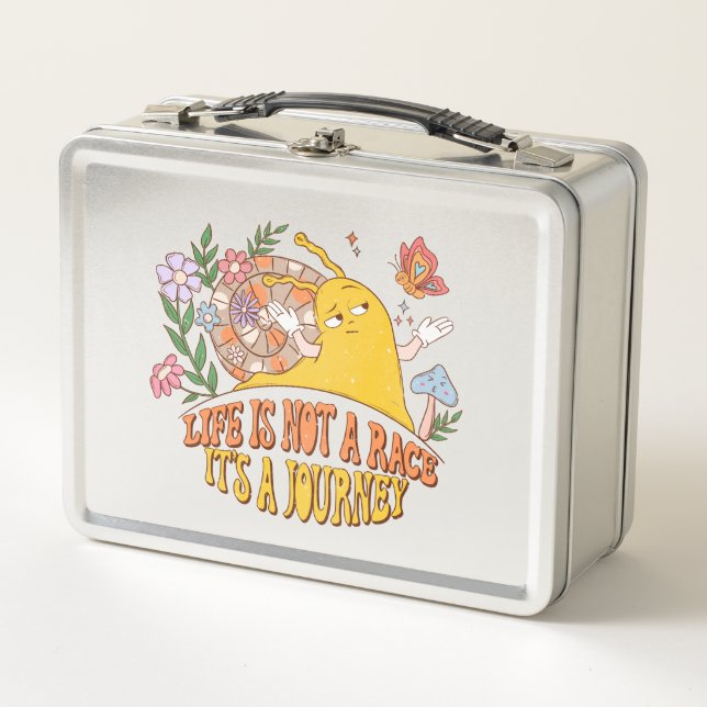 Das Leben ist kein Rennen, sondern eine Reise Metall Brotdose (Vorderseite)