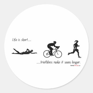 Das Leben ist kurz...Triathlons lassen es länger e Runder Aufkleber