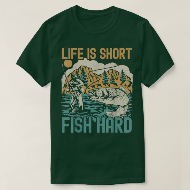 Das Leben ist Kurze Fisch Fressliebhaber Fischer B T-Shirt (Design vorne)