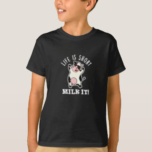 Das Leben ist Kurze Milch Es lustige Kuh Puck Dark T-Shirt