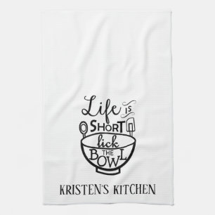 Das Leben ist lecken Schüssel personifizieren Geschirrtuch