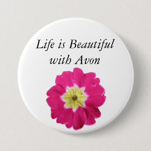 Das Leben ist mit Avon - Blumenknopf schön Button