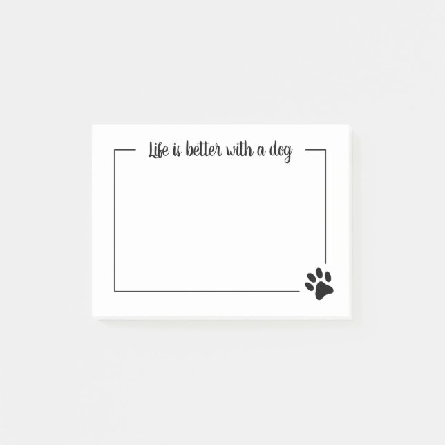Das Leben ist mit ein Hundetatzendruck Posten-it® Post-it Klebezettel (Vorderseite)