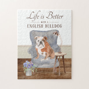 Das Leben ist mit einem englischen Bulldog-Puzzle Puzzle