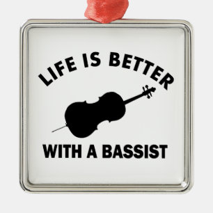 Das Leben ist mit einem Kontrabasse besser Silbernes Ornament