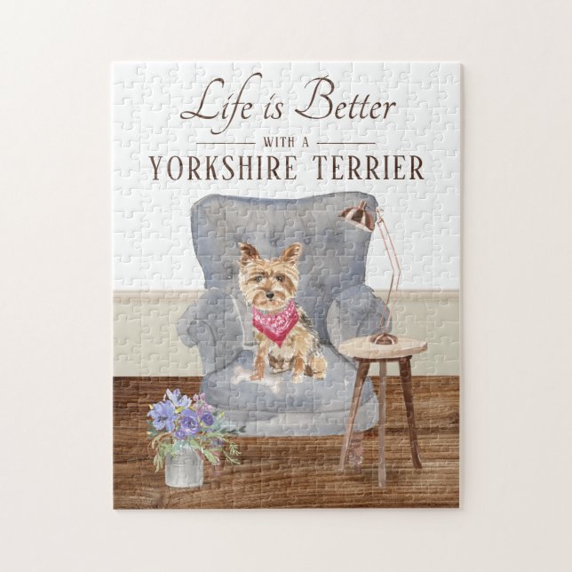 Das Leben ist mit einem YORKSHIRE TERRIER Jigsaw P Puzzle (Vertikal)