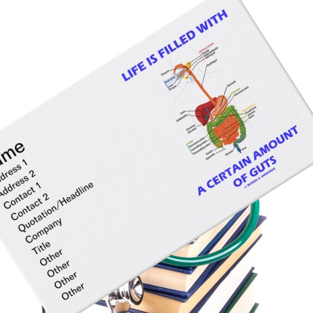 Das Leben ist mit einer gewissen Menge von Begräbn Visitenkarte (Business card for medical practitioners who know that "Life Is Filled With A Certain Amount Of Guts")