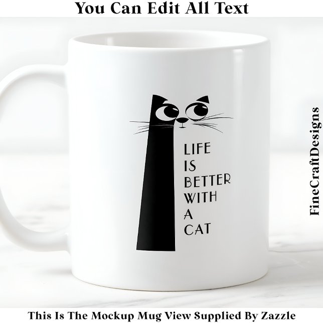 Das Leben ist mit einer Katze oder Katzen besser 0 Kaffeetasse (Von Creator hochgeladen)