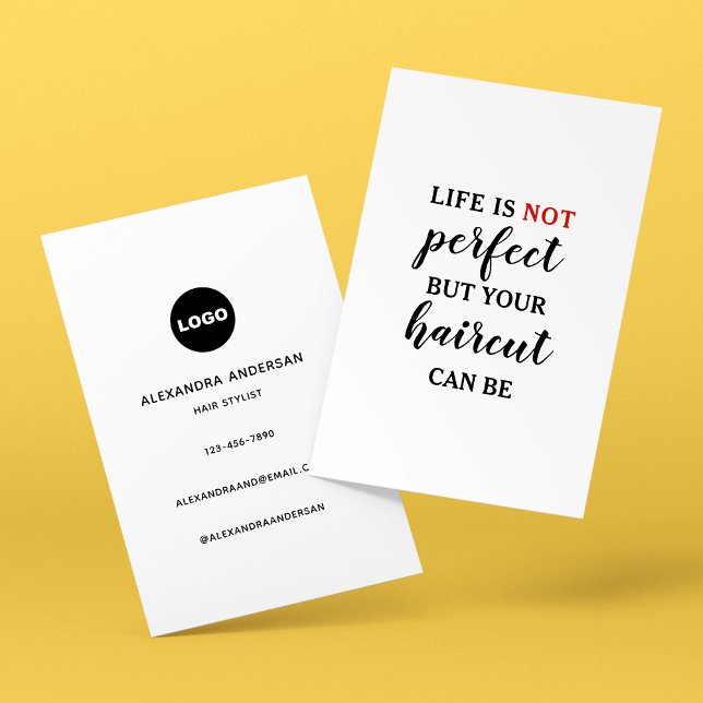 Das Leben ist NICHT Perfekt Moderner Friseur-Spruc Visitenkarte (Life Is NOT Perfect Modern Hairstylist Quote Business Card)