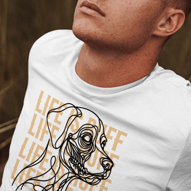 Das Leben ist ruff Minimal Dog Line Kunst T-Shirt (Life is Ruff Minimal Dog Line Art T-Shirt)