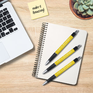 Das Leben ist schön Business Tagline Blog gelb Kugelschreiber