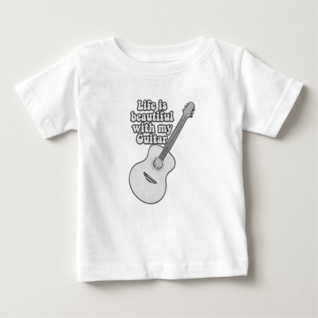 Das Leben ist schön mit meiner Gitarre. Schwarz-We Baby T-shirt (Vorderseite)