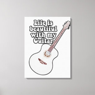 Das Leben ist schön mit meiner Gitarre. vintage fa Leinwanddruck