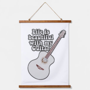 Das Leben ist schön mit meiner Gitarre. vintage fa Wandteppich Mit Holzrahmen