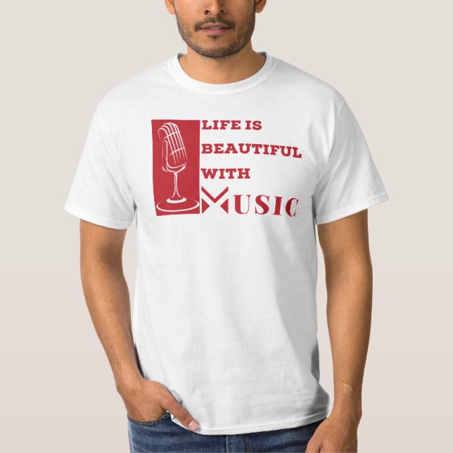Das Leben ist schön mit Musik Artwork T - Shirt (Vorderseite)
