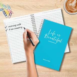 Das Leben ist schöne Blog Website Turquoise Checkl Notizbuch
