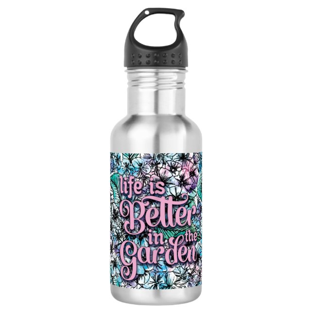 Das Leben ist schöner im Garten Wasserflasche (Vorderseite)