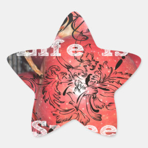 Das Leben ist süß: Design von Apple und Blumenmoti Stern-Aufkleber