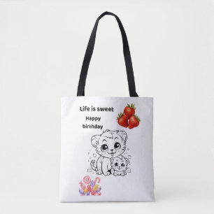Das Leben ist süß, niedliche Katze und Erdbeeren G