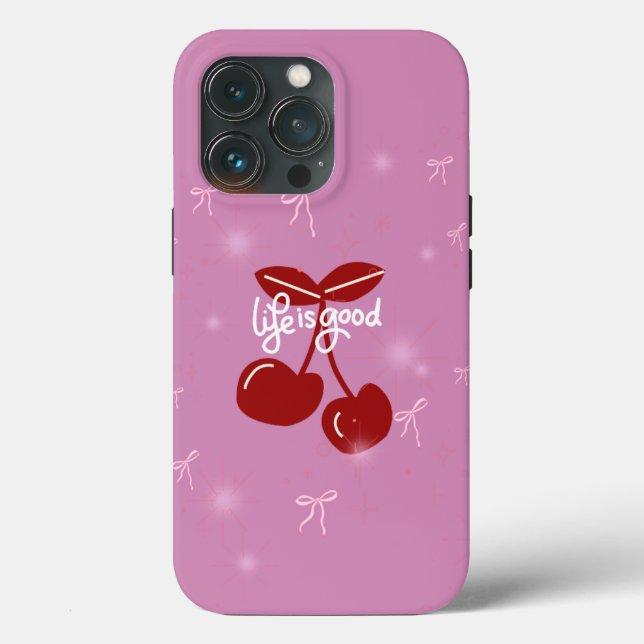 Das Leben ist süß - Pink Cherry Shimmer Fall 🍒 ✨ Case-Mate iPhone Hülle (Rückseite)