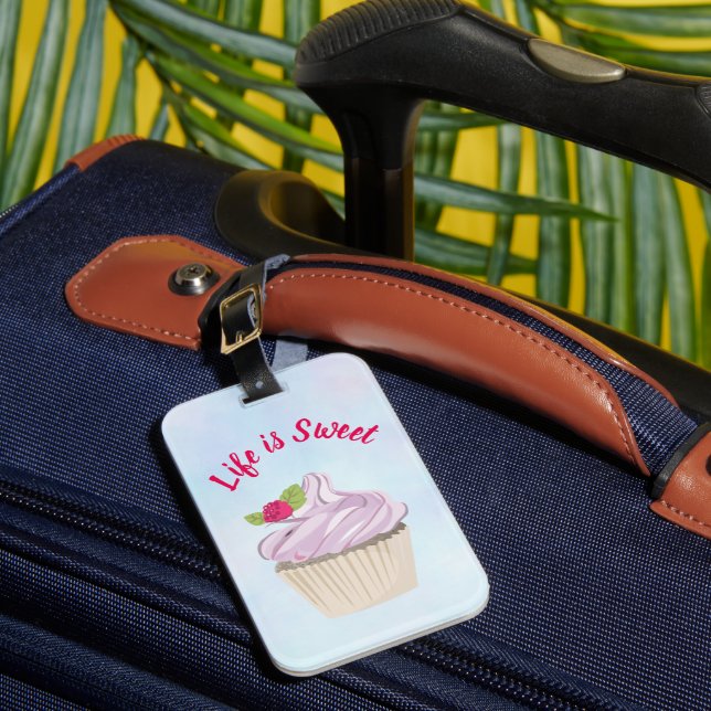 Das Leben ist süß rosa Cupcake Custom Gepäckanhänger (Vorderseite Insitu 1)