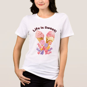 Das Leben ist süß Rosa Eiscreme und Dessert T-Shir Tri-Blend Shirt