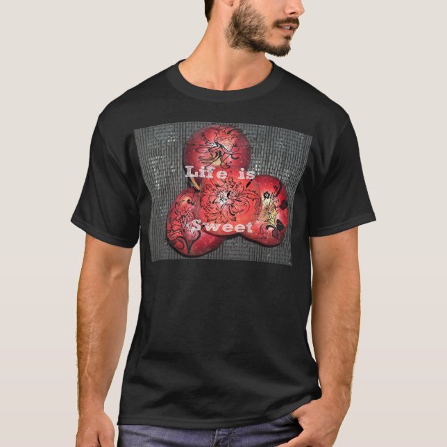 Das Leben ist Sweet Lovely Rote Äpfel Kunstdesign T-Shirt (Vorderseite)