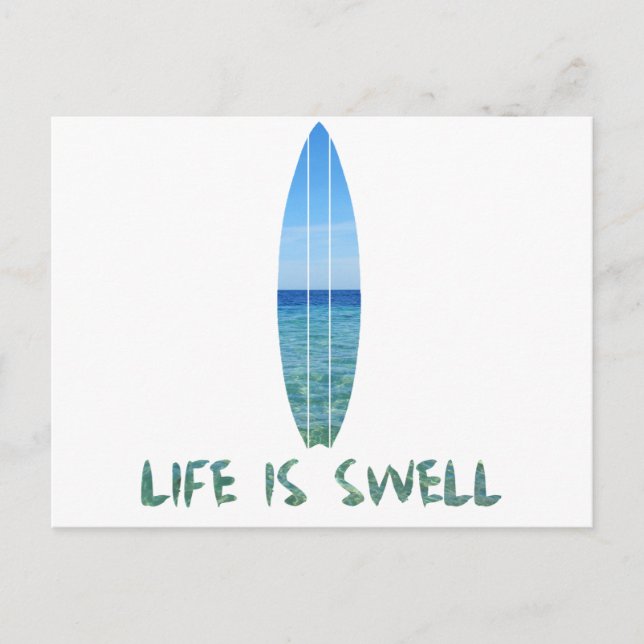 Das Leben ist Swell Surf Board Design Postkarte (Vorderseite)