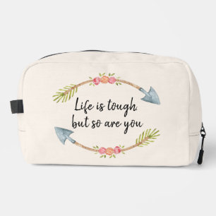 Das Leben ist Tough Watercolor Floral Arrow Creme Waschbeutel