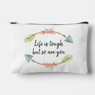 Das Leben ist Tough Watercolor Floral Pfeil Rosa Zubehörtasche