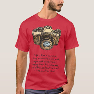 Das Leben ist wie ein Camera Zitat und Illustratio T-Shirt