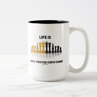 Das Leben ist wie ein gedrehtes Schachspiel (Schac Zweifarbige Tasse