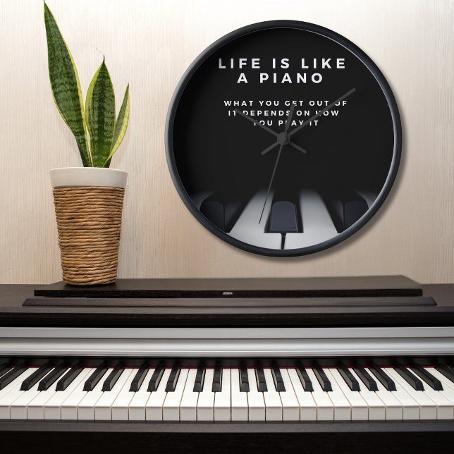 Das Leben ist wie ein Klavier Inspirierend Uhr (No numbers, no limits—just play life your way.)