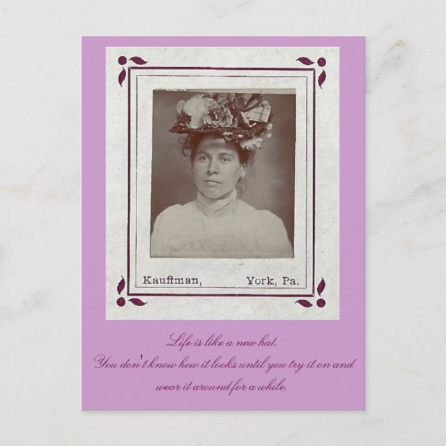 Das Leben ist wie ein neuer Hut...Probieren Sie es Postkarte (Vorderseite)