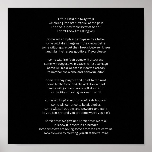 Das Leben ist wie ein Zug ohne Ende Poster (Vorne)