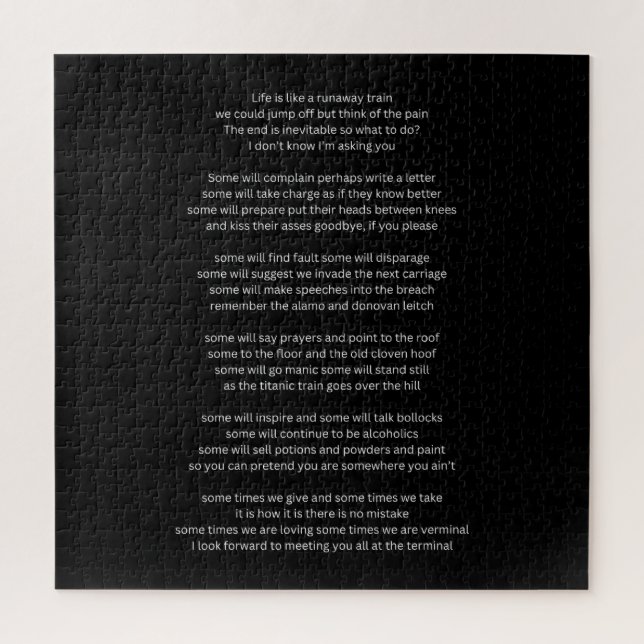 Das Leben ist wie ein Zug ohne Ende Puzzle (Vertikal)